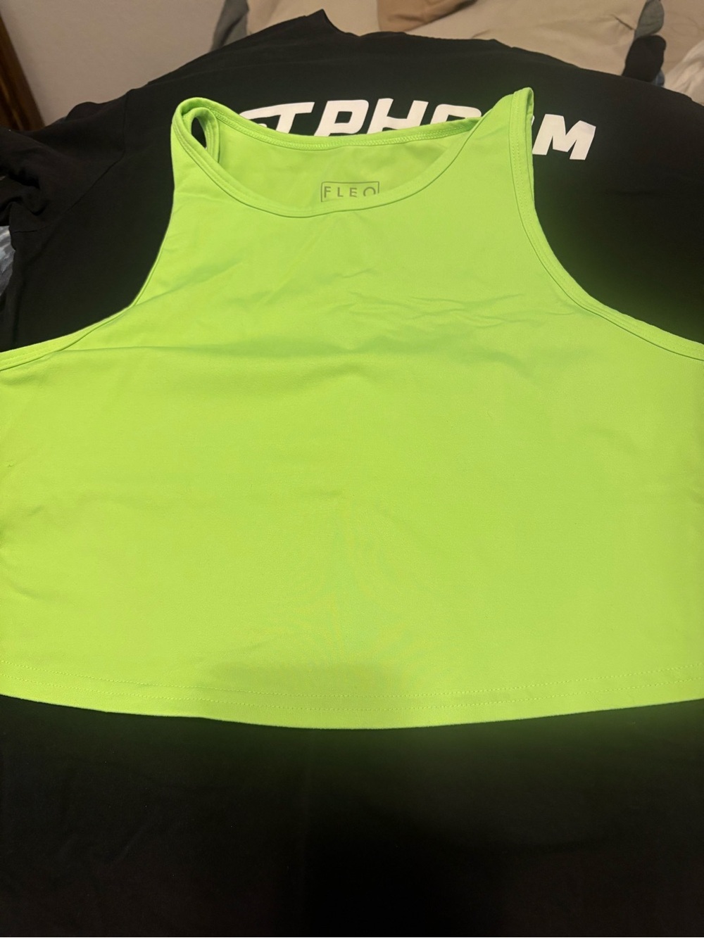 Fleo Neon Lime High-Neck Cropped Tank